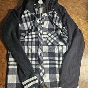 Plaid Button-Up Hoodie